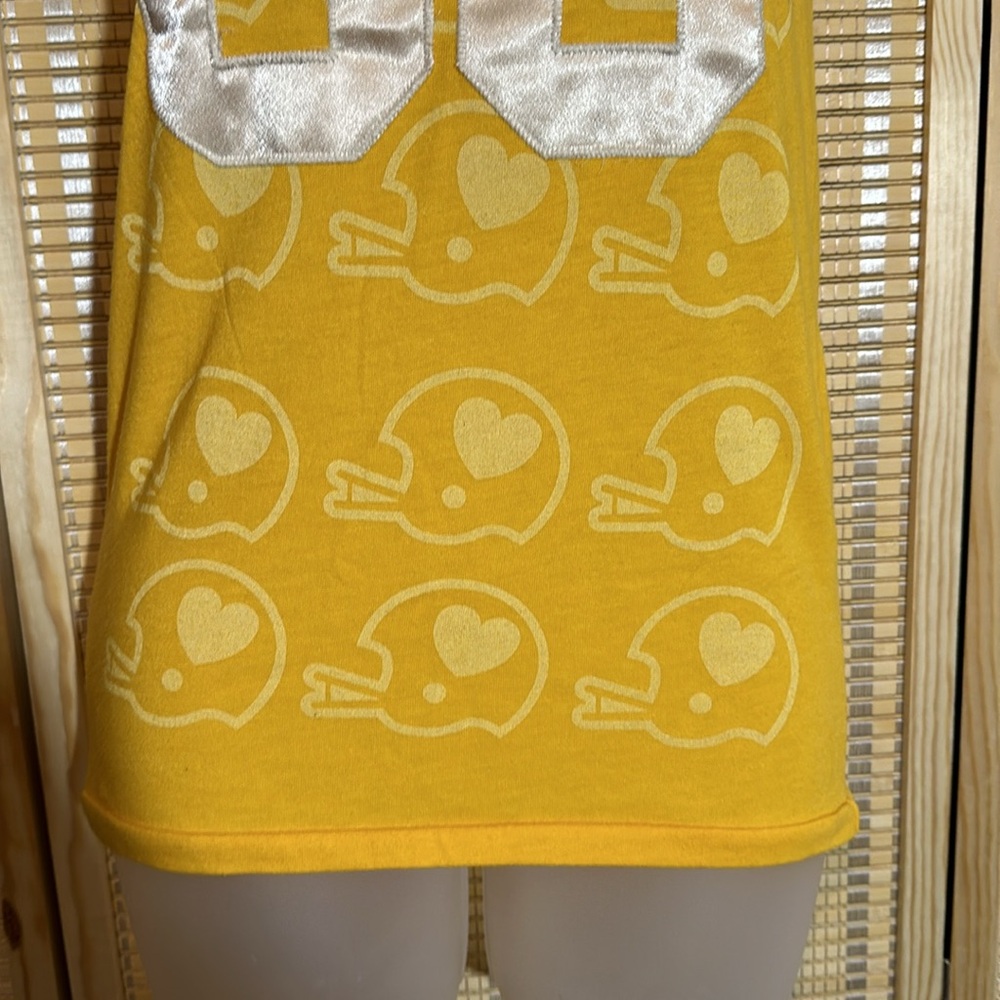 PINK Victoria's Secret Orange Yellow Football Tee Shirt Capped Sleeves XS - Picture 7 of 15